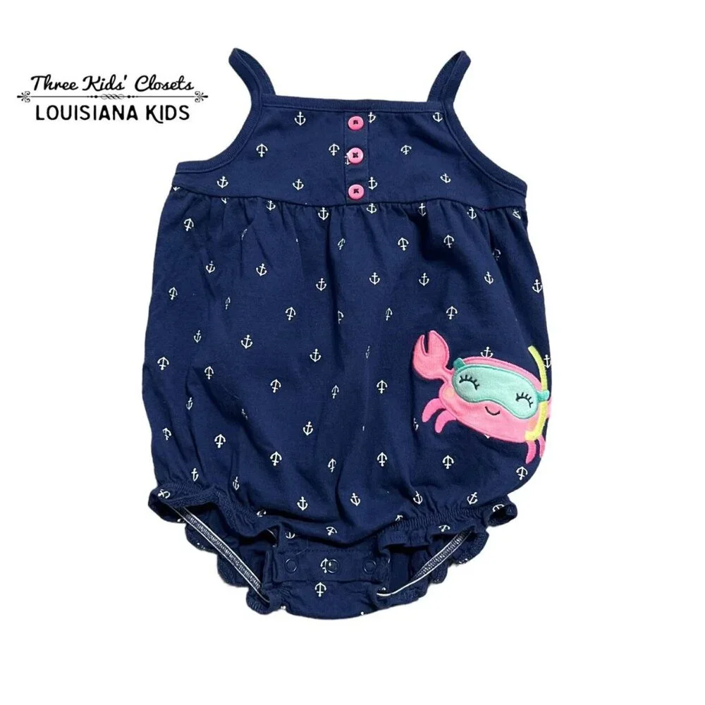 Carter's 12m Crab Appliqué Anchor Bubble Romper
